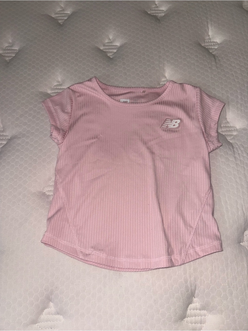 New Balance Light Pink Ribbed Short Sleeve Tee